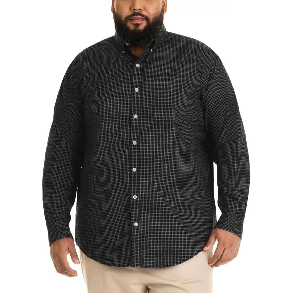 imageVan Heusen mens Wrinkle Free Poplin Long Sleeve ShirtBlack