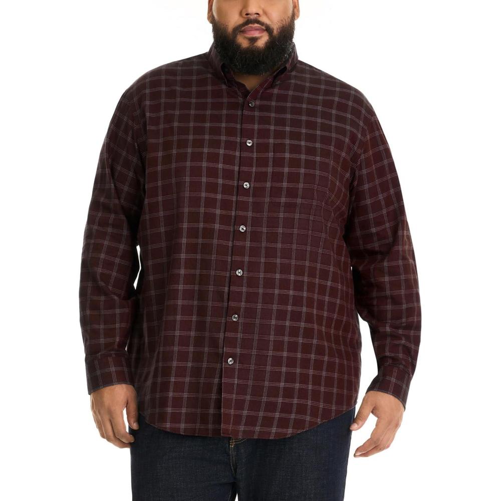 imageVan Heusen mens Wrinkle Free Poplin Long Sleeve ShirtRed Pinot Noir