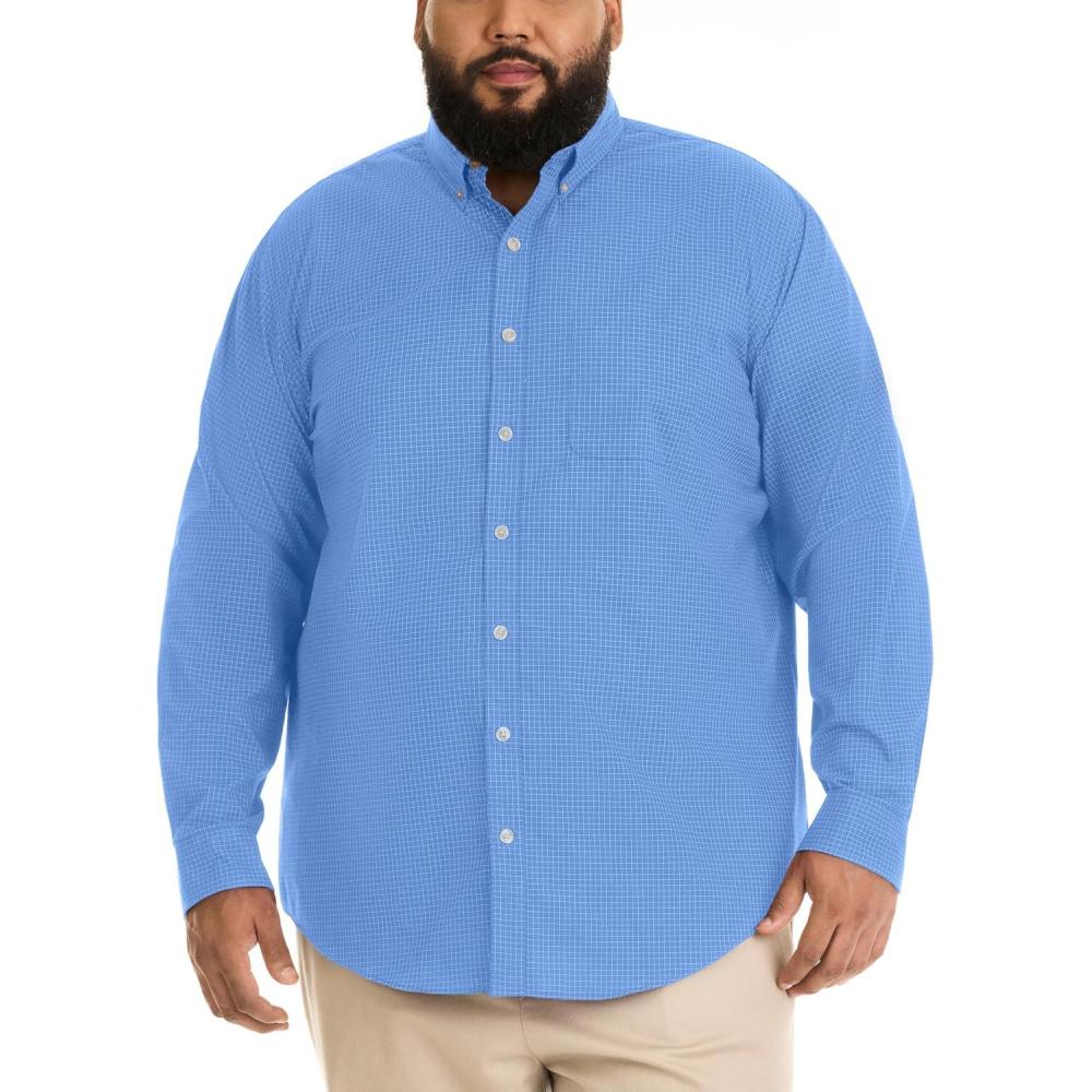 imageVan Heusen mens Wrinkle Free Poplin Long Sleeve ShirtRiviera Blue