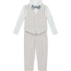 Van Heusen Baby-Boys 4-Piece Formal Dress Up Vest Set, Vest, Pants, Collared Dress Shirt, and Tie(Porcelain)