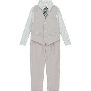 Van Heusen Baby-Boys 4-Piece Formal Dress Up Vest Set, Vest, Pants, Collared Dress Shirt, and Tie(Porcelain/Green)