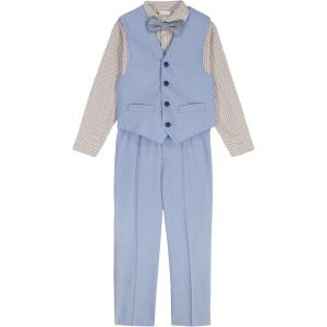Van Heusen Boys 4-Piece Formal Suit Set, Vest, Pants, Collared Dress Shirt, and Tie(Medium Blue)