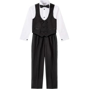 Van Heusen Boys 4-Piece Formal Suit Set, Vest, Pants, Collared Dress Shirt, and Tie(Tuxedo)