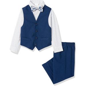 Van Heusen Boys’ Adaptive 4-Piece Formal Dress Up Suit Vest Set, Vest, Pants, Collared Dress Shirt, and Bow Tie with Velcro Closure