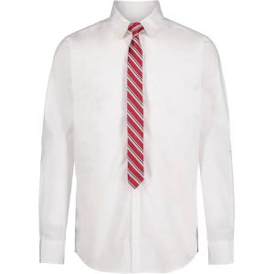 Van Heusen Boys Adaptive Long Sleeve Collared Button-Down Dress Shirt and Tie Set, Faux Buttons & Velcro Closure(White)