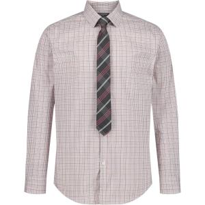 Van Heusen Boys’ Long Sleeve Collared Button-down Dress Shirt and Tie Set(Brick/Check)