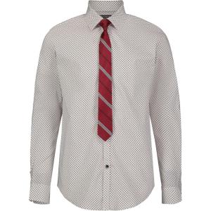 Van Heusen Boys’ Long Sleeve Collared Button-down Dress Shirt and Tie Set(Roasted Rouge Stripe)