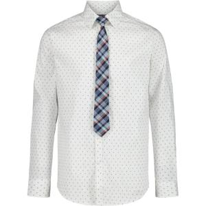 Van Heusen Boys’ Long Sleeve Collared Button-down Dress Shirt and Tie Set(Windsurfer Print)