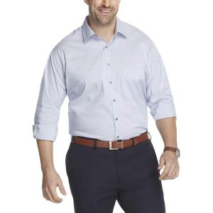Van Heusen Men’s BIG FIT Dress Shirt Stain Shield Stretch (Big and Tall)(Old Blue Silver)