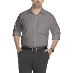 Van Heusen Men’s BIG FIT Dress Shirt Stain Shield Stretch (Big and Tall)(Old Steel)