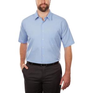 Van Heusen Men’s BIG FIT Short Sleeve Dress Shirts Poplin Solid (Big and Tall)(Cameo Blue)