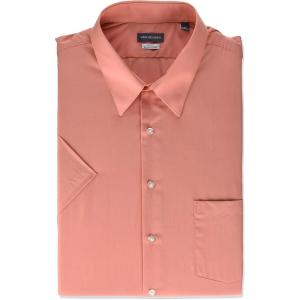 Van Heusen Men’s BIG FIT Short Sleeve Dress Shirts Poplin Solid (Big and Tall)(Coral)