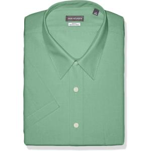 Van Heusen Men’s BIG FIT Short Sleeve Dress Shirts Poplin Solid (Big and Tall)(Leaf)