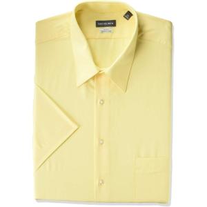 Van Heusen Men’s BIG FIT Short Sleeve Dress Shirts Poplin Solid (Big and Tall)(Sunburst)