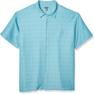 Van Heusen Men’s Big and Tall Air Short Sleeve Button Down Poly Rayon Stripe Shirt(Aqua Delphine)