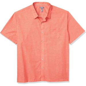 Van Heusen Men’s Big and Tall Air Short Sleeve Button Down Poly Rayon Stripe Shirt(Baked Apple Texture)