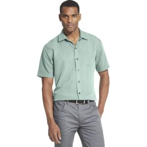 Van Heusen Men’s Big and Tall Air Short Sleeve Button Down Poly Rayon Stripe Shirt(Blue Glow)