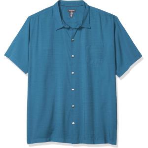Van Heusen Men’s Big and Tall Air Short Sleeve Button Down Poly Rayon Stripe Shirt(Blue Sapphire)
