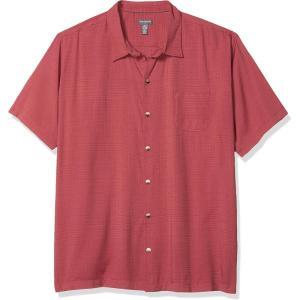 Van Heusen Men’s Big and Tall Air Short Sleeve Button Down Poly Rayon Stripe Shirt(Dry Rose)