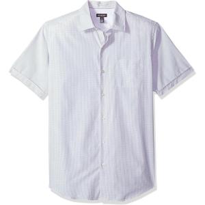 Van Heusen Men’s Big and Tall Air Short Sleeve Button Down Poly Rayon Stripe Shirt(Mini White)