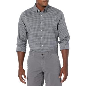 Van Heusen Mens Big and Tall Stain Shield Never Tuck Stretch Solid Button Down ShirtButton Down Shirt(Black Check)