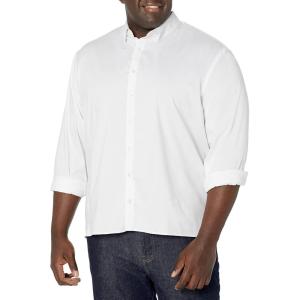 Van Heusen Mens Big and Tall Stain Shield Never Tuck Stretch Solid Button Down ShirtButton Down Shirt(Bright White Solid)