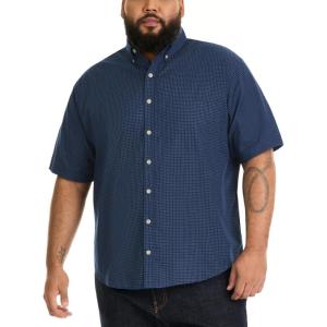 Van Heusen Men’s Big and Tall Wrinkle Free Short Sleeve Button Down Shirt(Carbon Blue)