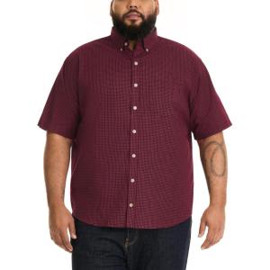 Van Heusen Men’s Big and Tall Wrinkle Free Short Sleeve Button Down Shirt(Port Red)