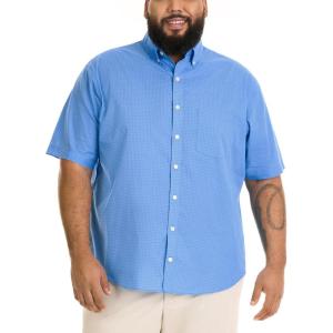 Van Heusen Men’s Big and Tall Wrinkle Free Short Sleeve Button Down Shirt(Riviera Blue)