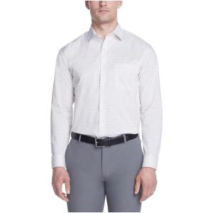 Van Heusen Mens Dress Shirt Regular Fit Ultra Wrinkle Free Flex Collar Stretch Check(Apricot)