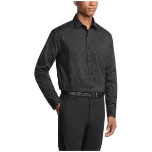 Van Heusen Mens Dress Shirt Regular Fit Ultra Wrinkle Free Flex Collar Stretch Check(Black 2)