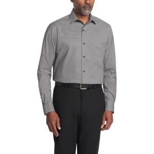 Van Heusen Mens Dress Shirt Regular Fit Ultra Wrinkle Free Flex Collar Stretch Check(Black)
