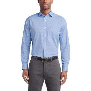 Van Heusen Mens Dress Shirt Regular Fit Ultra Wrinkle Free Flex Collar Stretch Check(Blue Denim)