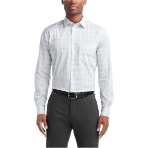 Van Heusen Mens Dress Shirt Regular Fit Ultra Wrinkle Free Flex Collar Stretch Check(Blue Palm)