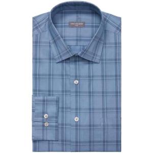 Van Heusen Mens Dress Shirt Regular Fit Ultra Wrinkle Free Flex Collar Stretch Check(Cadet Blue)
