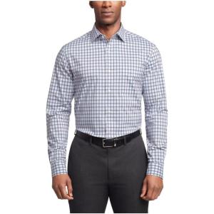 Van Heusen Mens Dress Shirt Regular Fit Ultra Wrinkle Free Flex Collar Stretch Check(Classic Blue)