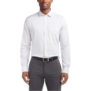 Van Heusen Mens Dress Shirt Regular Fit Ultra Wrinkle Free Flex Collar Stretch Check(Crow)