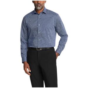Van Heusen Mens Dress Shirt Regular Fit Ultra Wrinkle Free Flex Collar Stretch Check(Dark Blue)