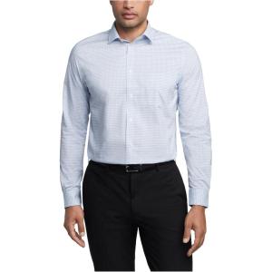 Van Heusen Mens Dress Shirt Regular Fit Ultra Wrinkle Free Flex Collar Stretch Check(Deep Blue)