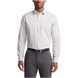Van Heusen Mens Dress Shirt Regular Fit Ultra Wrinkle Free Flex Collar Stretch Check(Fire Multi)