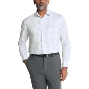 Van Heusen Mens Dress Shirt Regular Fit Ultra Wrinkle Free Flex Collar Stretch Check(Grey Sage Check)
