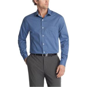 Van Heusen Mens Dress Shirt Regular Fit Ultra Wrinkle Free Flex Collar Stretch Check(Marine Blue)