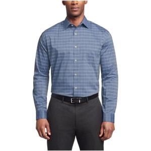 Van Heusen Mens Dress Shirt Regular Fit Ultra Wrinkle Free Flex Collar Stretch Check(Navy)