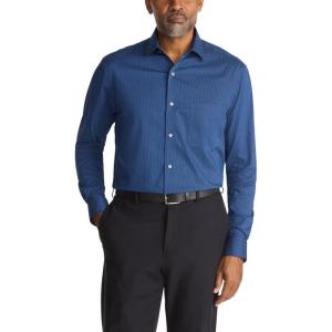 Van Heusen Mens Dress Shirt Regular Fit Ultra Wrinkle Free Flex Collar Stretch Check(Navy Sky)
