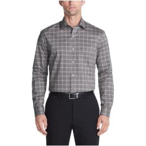 Van Heusen Mens Dress Shirt Regular Fit Ultra Wrinkle Free Flex Collar Stretch Check(Rock)