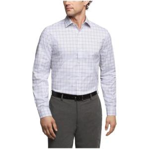 Van Heusen Mens Dress Shirt Regular Fit Ultra Wrinkle Free Flex Collar Stretch Check(Steel Pink)