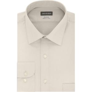 Van Heusen Men’s Herringbone Regular Fit Solid Spread Collar Dress Shirt(Khaki)