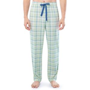 Van Heusen Men’s Jersey Knit Sleep Pant(Light Green Plaid)