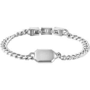 Van Heusen Men’s Stainless Steel Curban Link Chain Tag Bracelet(Silver)