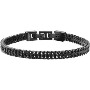 Van Heusen Men’s Stainless Steel Double Franco Chain Bracelet(Black)